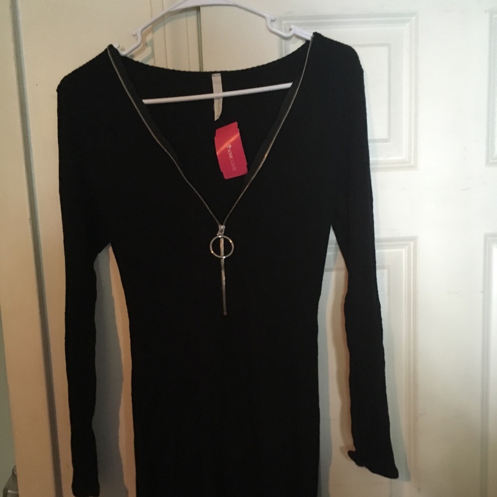 Love Culture fitted knit dress with front zipper.
